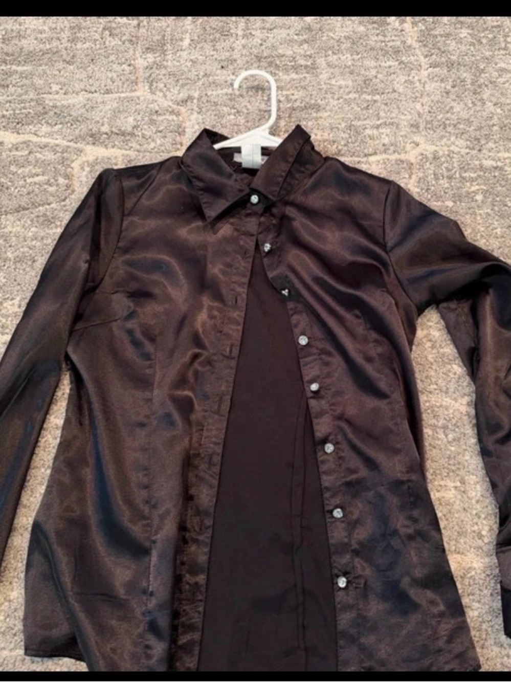 Classic Black Satin Button-Down Shirt for Women
